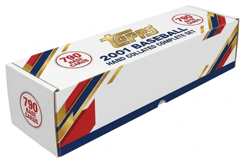 Stock illustration of a long white storage box for the 2001 Topps Baseball 790-card hand collated complete base set