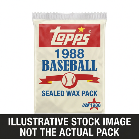 Illustrative stock image of a 1988 Topps Baseball sealed wax pack. Not the actual pack.