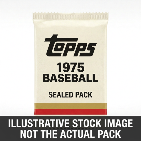 Illustrative stock image of a 1975 Topps Baseball sealed pack. Not the actual pack.