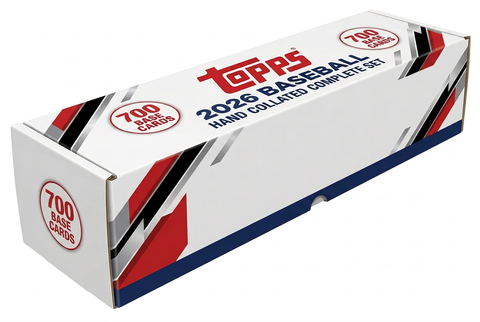 Stock illustration of a long white storage box for the 2026 Topps Baseball 700-card hand collated complete base set