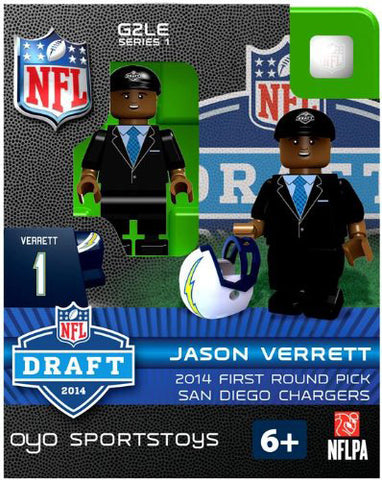 Los Angeles Chargers Figurine 2014 Draft Pick OYO Sportstoys Jason Verrett San Diego Throwback - Team Fan Cave