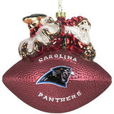 Carolina Panthers Ornament 5 1/2 Inch Peggy Abrams Glass Football - Team Fan Cave