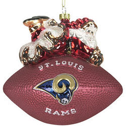 St. Louis Rams Ornament 5 1/2 Inch Peggy Abrams Glass Football - Team Fan Cave