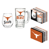Texas Longhorns Drink Set Boxed 17oz Stemless Wine and 16oz Tankard