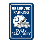 Indianapolis Colts Sign - Plastic - Reserved Parking - 12 in x 18 in - Special Order - Team Fan Cave