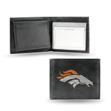 Denver Broncos Wallet Billfold Leather Embroidered Black