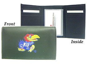 Kansas Jayhawks Wallet Trifold Leather Embroidered - Team Fan Cave