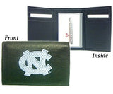North Carolina Tar Heels Wallet Trifold Leather Embroidered - Team Fan Cave