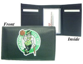 Boston Celtics Embroidered Leather Tri-Fold Wallet - Team Fan Cave