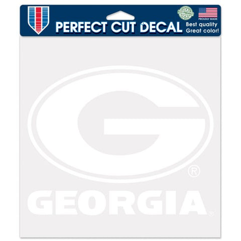 Georgia Bulldogs Decal 8x8 Perfect Cut White - Team Fan Cave