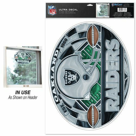 Oakland Raiders Decal 11x17 Multi Use stained Glass Style - Team Fan Cave