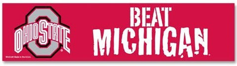 Ohio State Buckeyes Decal 3x12 Bumper Strip Style Beat Michigan Design - Team Fan Cave
