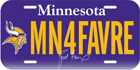 Minnesota Vikings Brett Favre License Plate - Team Fan Cave