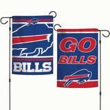 Buffalo Bills Flag 12x18 Garden Style 2 Sided Slogan Design - Special Order