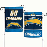 Los Angeles Chargers Flag 12x18 Garden Style 2 Sided Slogan Design - Special Order