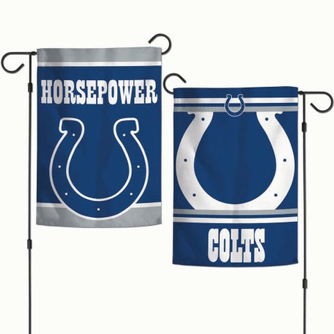 Indianapolis Colts Flag 12x18 Garden Style 2 Sided Slogan Design - Special Order