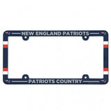 New England Patriots License Plate Frame Plastic Full Color Style - Team Fan Cave