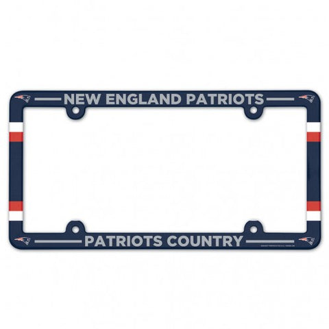 New England Patriots License Plate Frame Plastic Full Color Style - Team Fan Cave
