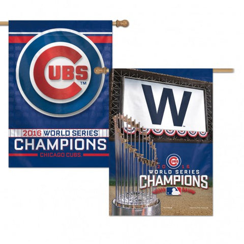 Chicago Cubs Banner 28x40 Vertical 2 Sided 2016 World Series Champs Design - Team Fan Cave