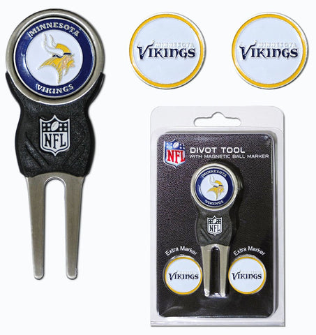 Minnesota Vikings Golf Divot Tool with 3 Markers - Team Fan Cave