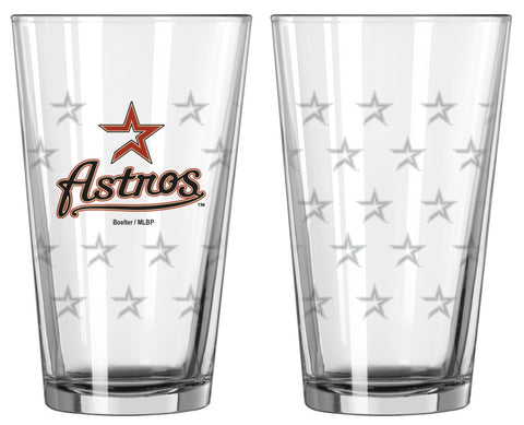 Houston Astros Satin Etch Pint Glass Set-0