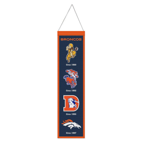 Denver Broncos Banner Wool 8x32 Heritage Evolution Design-0