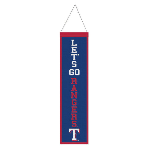 Texas Rangers Banner Wool 8x32 Heritage Slogan Design - Special Order