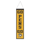 Pittsburgh Penguins Banner Wool 8x32 Heritage Slogan Design - Special Order