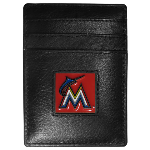 Miami Marlins Wallet Leather Money Clip Card Holder - Team Fan Cave