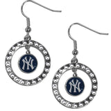New York Yankees Earrings Hoop Rhinestone - Team Fan Cave