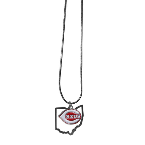 Cincinnati Reds Necklace Chain with State Shape Charm - Team Fan Cave