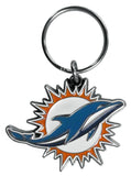 Miami Dolphins Chrome Logo Cut Keychain - Team Fan Cave
