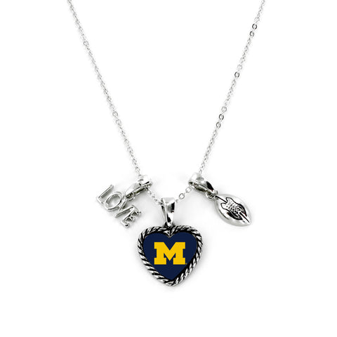 Michigan Wolverines Necklace Charmed Sport Love Football - Team Fan Cave
