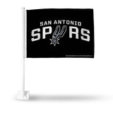 San Antonio Spurs Flag Car Style Black with White Pole - Special Order - Team Fan Cave