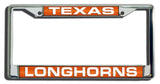 Texas Longhorns License Plate Frame Laser Cut Chrome - Team Fan Cave