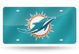 Miami Dolphins License Plate Laser Cut Light Teal - Team Fan Cave