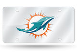 Miami Dolphins License Plate Laser Cut Silver - Team Fan Cave