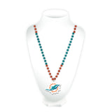 Miami Dolphins Beads with Medallion Mardi Gras Style - Special Order - Team Fan Cave