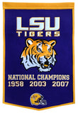 LSU Tigers Banner 24x36 Wool Dynasty 2007 Champ - Team Fan Cave