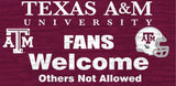 Texas A&M Aggies Wood Sign - Fans Welcome 12"x6" - Team Fan Cave