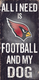Arizona Cardinals Wood Sign - Football and Dog 6"x12" - Team Fan Cave