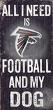 Atlanta Falcons Wood Sign - Football and Dog 6"x12" - Team Fan Cave