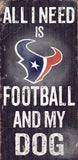 Houston Texans Wood Sign - Football and Dog 6"x12" - Team Fan Cave