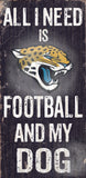 Jacksonville Jaguars Wood Sign - Football and Dog 6"x12" - Team Fan Cave