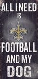 New Orleans Saints Wood Sign - Football and Dog 6"x12" - Team Fan Cave