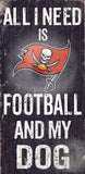 Tampa Bay Buccaneers Wood Sign - Football and Dog 6"x12" - Team Fan Cave