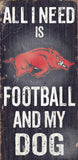 Arkansas Razorbacks Wood Sign - Football and Dog 6"x12" - Team Fan Cave