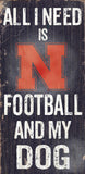 Nebraska Cornhuskers Wood Sign - Football and Dog 6"x12" - Team Fan Cave