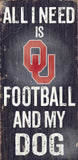 Oklahoma Sooners Wood Sign - Football and Dog 6"x12" - Team Fan Cave