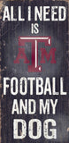 Texas A&M Aggies Wood Sign - Football and Dog 6"x12" - Team Fan Cave